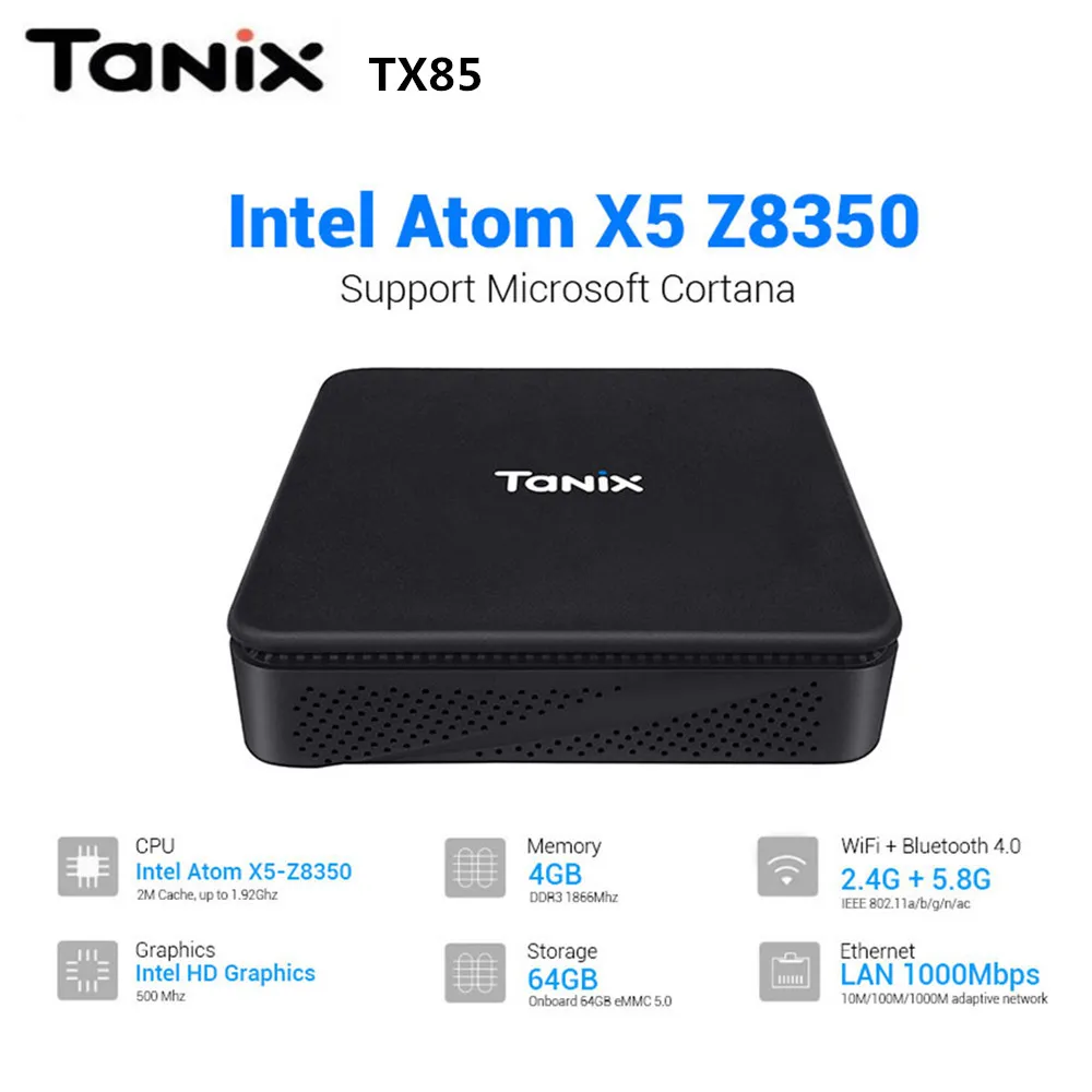 TANIX TX85 Mini PC Smart TV Box Windows 10 4GB 64GB 2.4GHz 5.8GHz WiFi Set Top Box 1000Mbps Bluetooth 4.0 64Bit