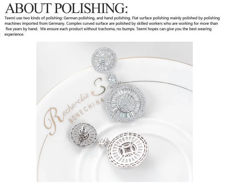 LUOTEEMI New Luxury Noble Dangle Shining CZ Crystal Double Round Brincos Statement Drop Earrings for Women Wedding Jewelry