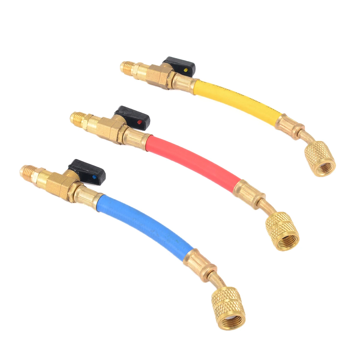3pcs Practical R134a R410a Manifold Gauge Set A/C Air Condition Refrigeration Charging Hoses 800PSI 19cm 1/4" SAE Female Mayitr