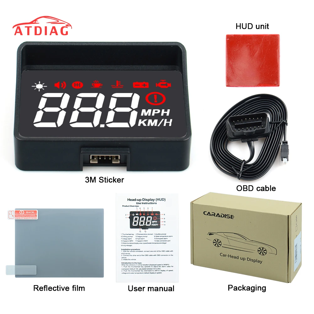 Лучший автомобильный HUD A100S с дисплеем OBD2 EUOBD Предупреждение предупреждение о