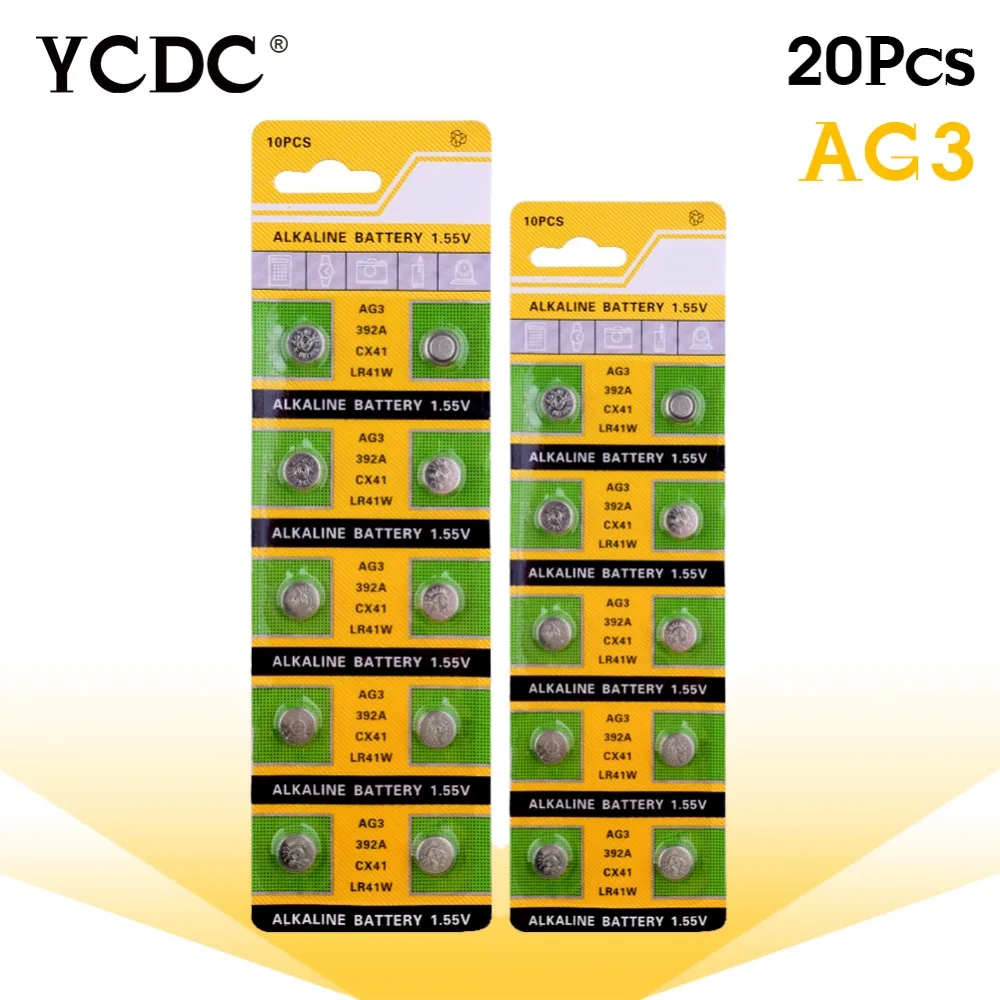 

YCDC +High Power+Fast Selling+20x Alkaline Battery 1.55V G3 AG3 LR41 LR736 V3GA SR41 192 392 Button Cell Watch Coin Batteries