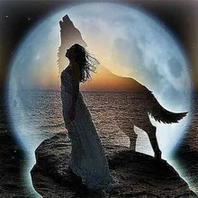 Pictures By Numbers 5D Moon Wolves Girl Diamond Embroidery Painting DIY Cross Stitch Home Wall Decor Craft