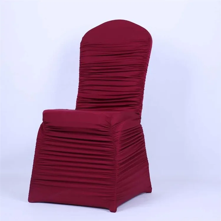Marious Big Discount 100pcs/lot Ruffle Chair Cover event Spandex Lycra banquet Chair Covers for