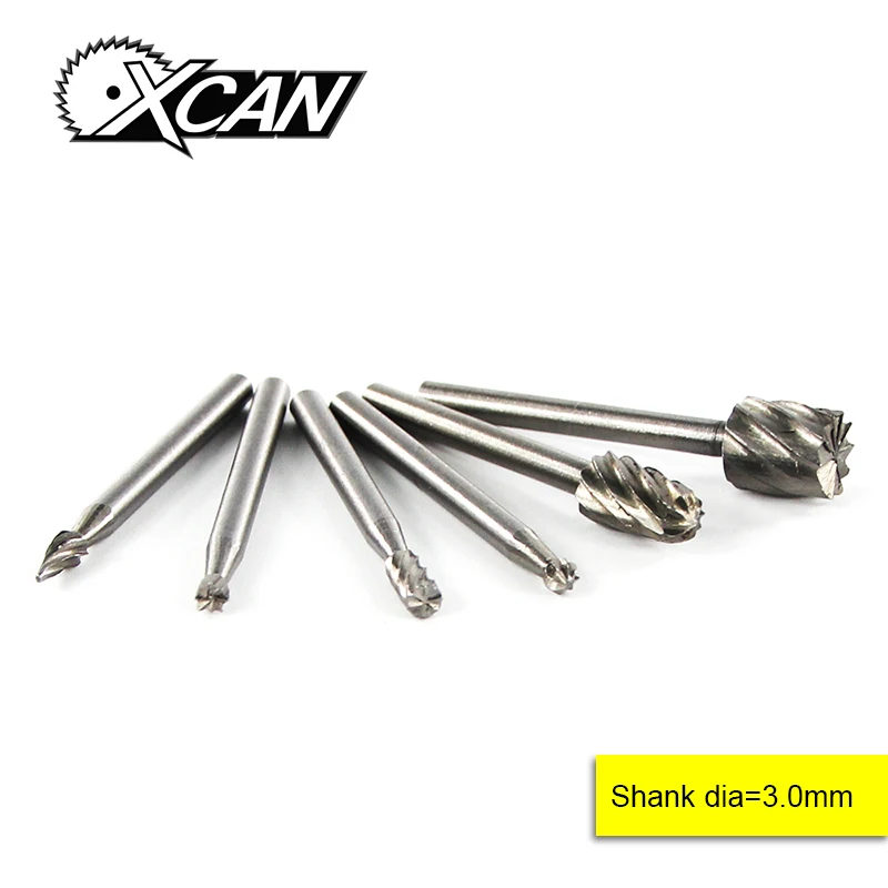 

XCAN 6 Pieces High Speed Steel Wood Milling Burrs Cutter Set Use For DREMEL