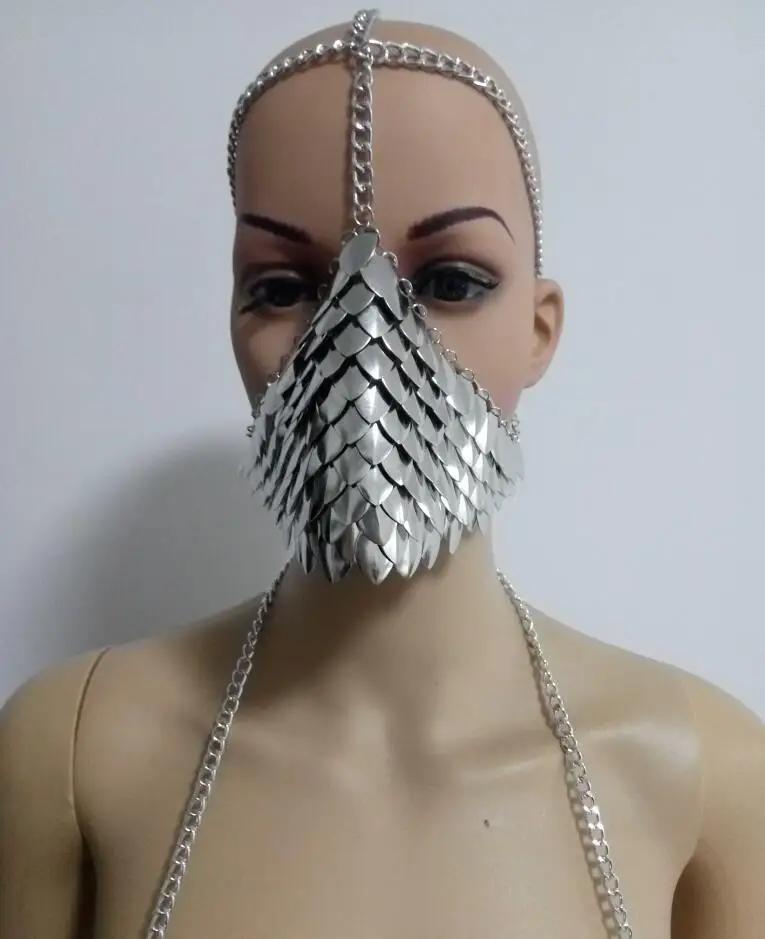 Стиль, женские Серебристые цепочки, слои, рыбья чешуя, украшение для лица, уникальный дизайн, маска для лица, цепочки, ювелирные изделия, 3 цвета, WRHE11