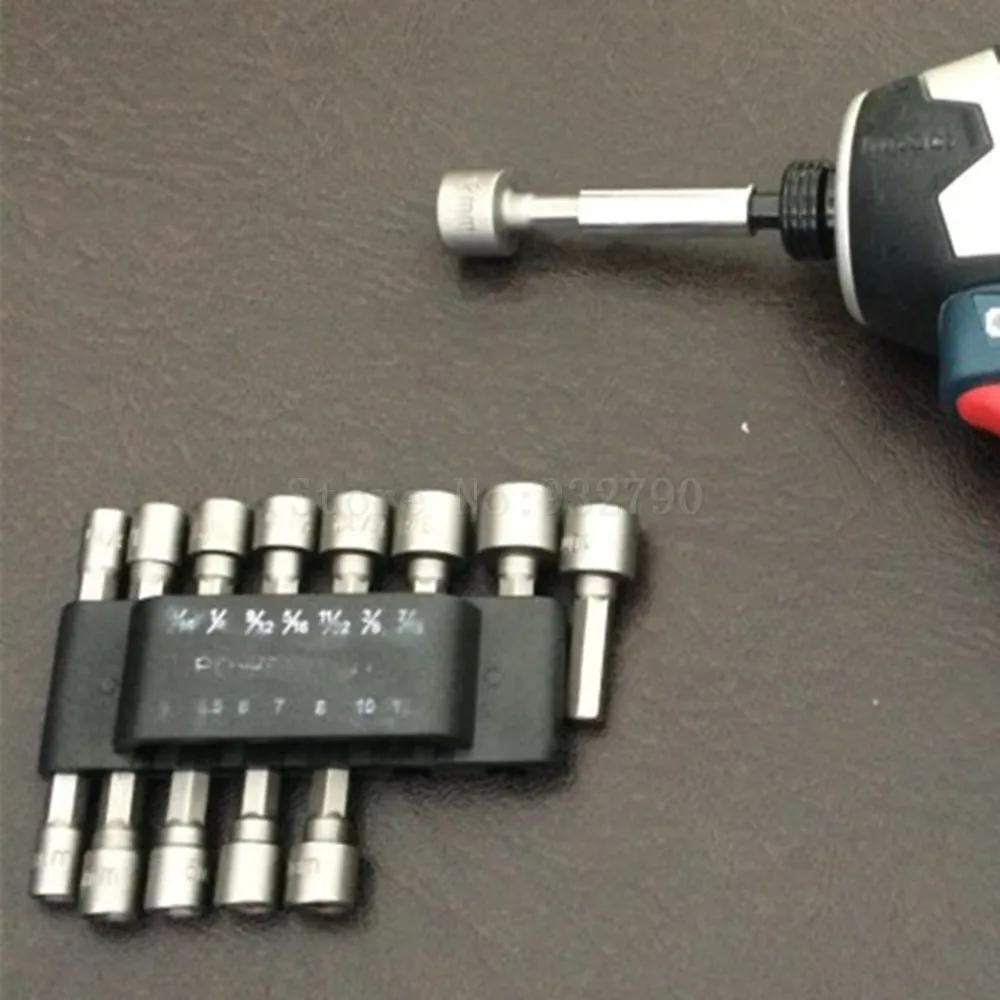 

14pcs Power Nut Driver Drill Bit Sae Metric Socket Bits Wrench Screw 1/4 Inch Hex Shank Quick-Change Screwdrivers Nutdriver Bits