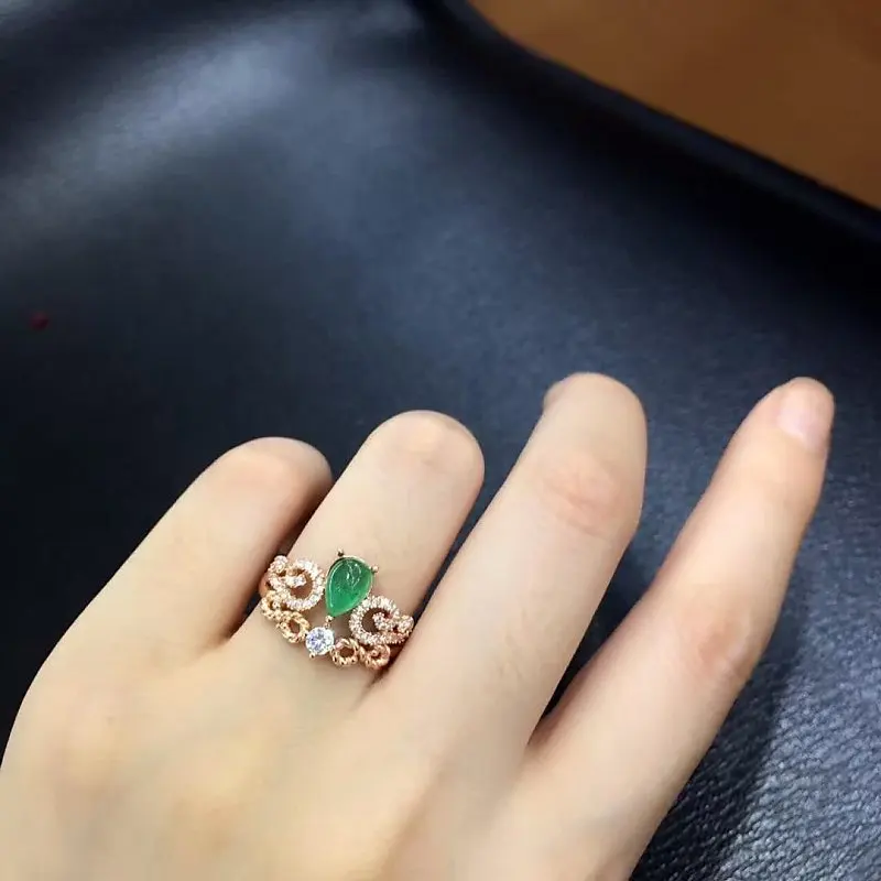 

Special Offer Qi Xuan_Fashion Jewelry_Colombia Green Stones Fashion Rings_Plated Rose Gold Woman Rings_Factory Directly Sales