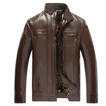 Зимняя Теплая мужская куртка из ПУ-кожзаменителя Мужская мотоциклетная утепленная куртка модная зимняя мужская одежда черный коричневый