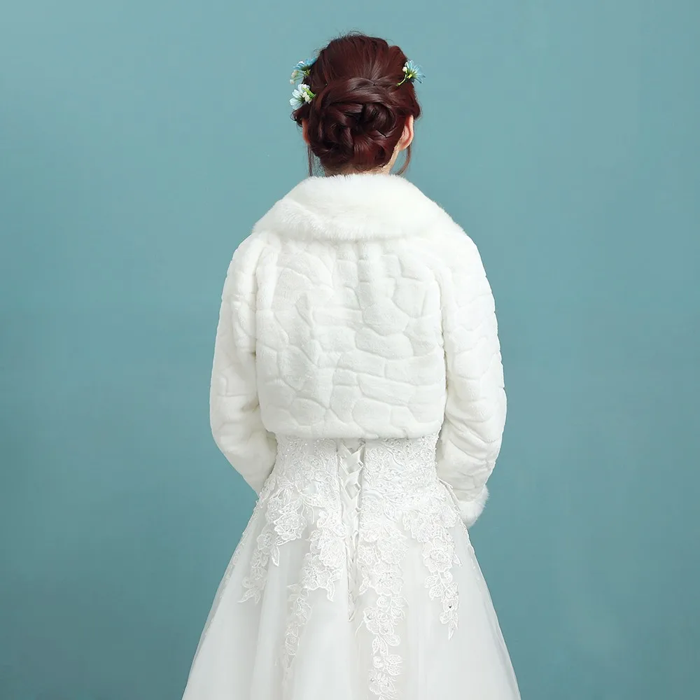 2019 Зима Новое поступление длинный рукав искусственный мех Свадебная куртка искусственный мех теплые Болеро Свадебный жакет дешевая цена