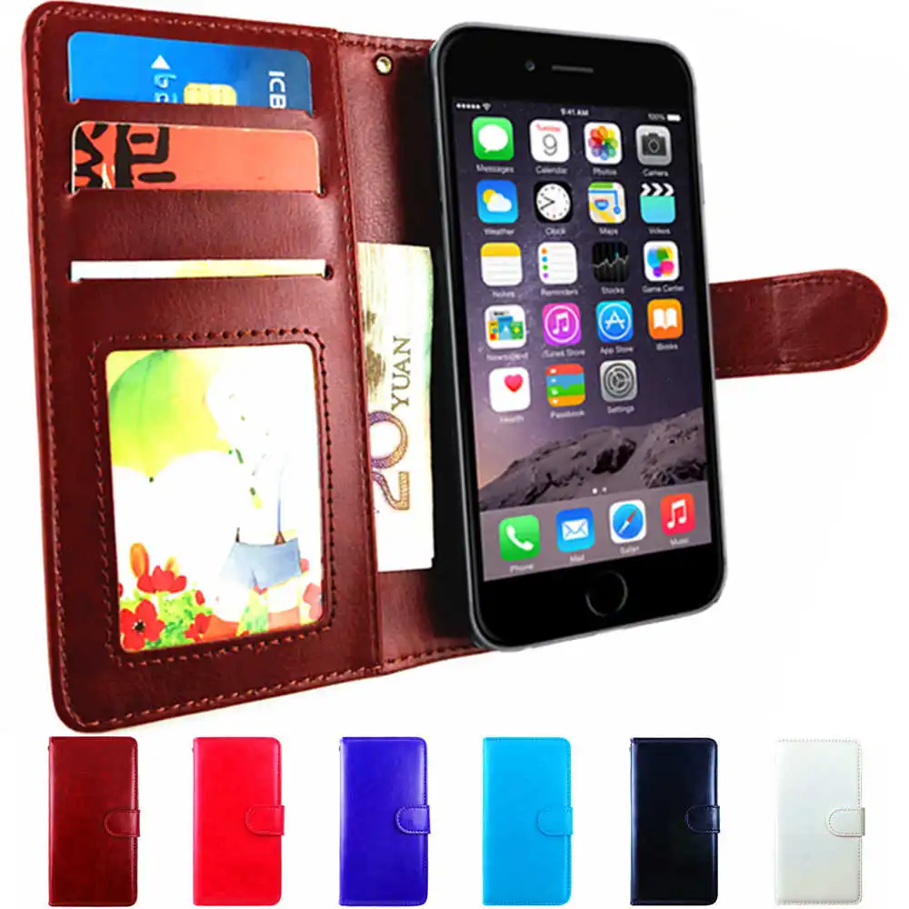 6 Flip Leather Wallet Case For iPhone 6 Plus 6S Case Luxury Cover Back Card Holder Book for ...