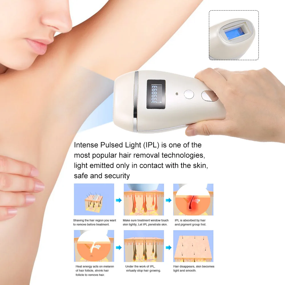 

Painless Epilator LCD Display IPL Laser Depilator Permanent Hair Remover Machine Shaving Face Armpit Body Skin Beauty Home Use