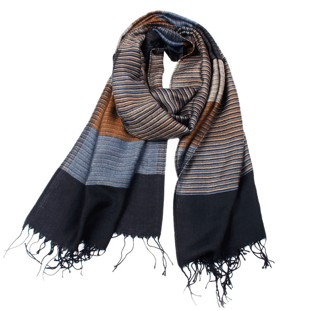 2018 Double Fine Striped Scarves Men Winter New Brand Fashion Plaid