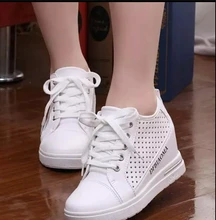 White Fashion women wedge shoes High Top Casual Womens Floral Shoes women Shoes For Women
