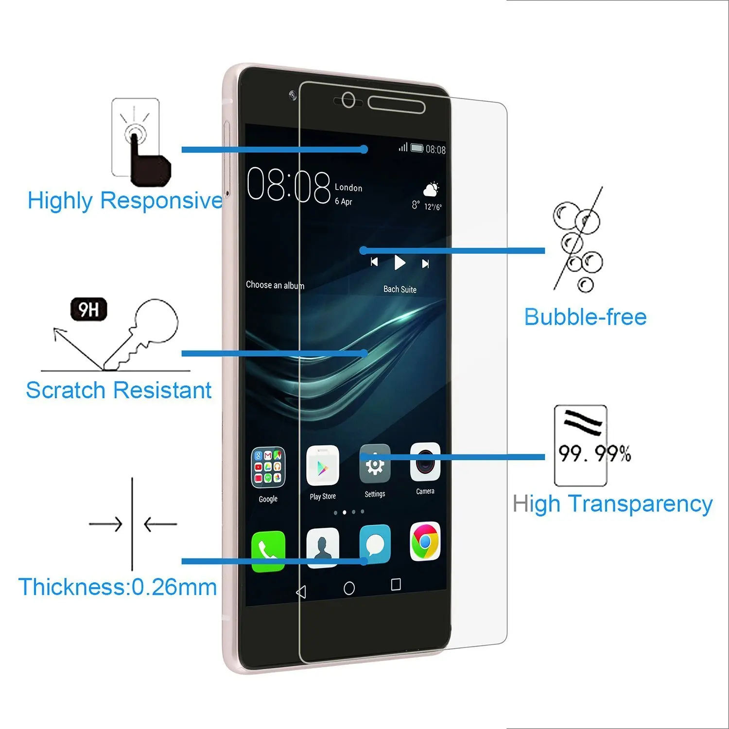 защитное стекло 9 h 2. 5d закаленное для Huawei P20 lite pro Y6 Pro Gr3 G9 Lite Screen Protector Honor 4c 7 8 4x 5x 6x