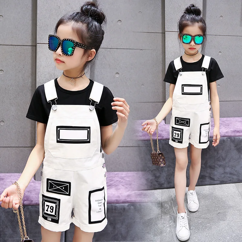 Детский джинсовый комбинезон для девочек лето 2018 ковбойские шорты на лямках