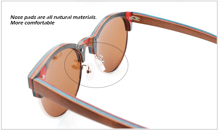 Полуободковые скейтборд деревянные круглые солнцезащитные очки поляризованные Модные солнцезащитные очки женские древесины бамбука UV400 солнцезащитные очки в стиле ретро