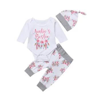 

3PCS Newborn Infant Baby Girl Outfits Clothes Set Romper Bodysuit+Pants Leggings