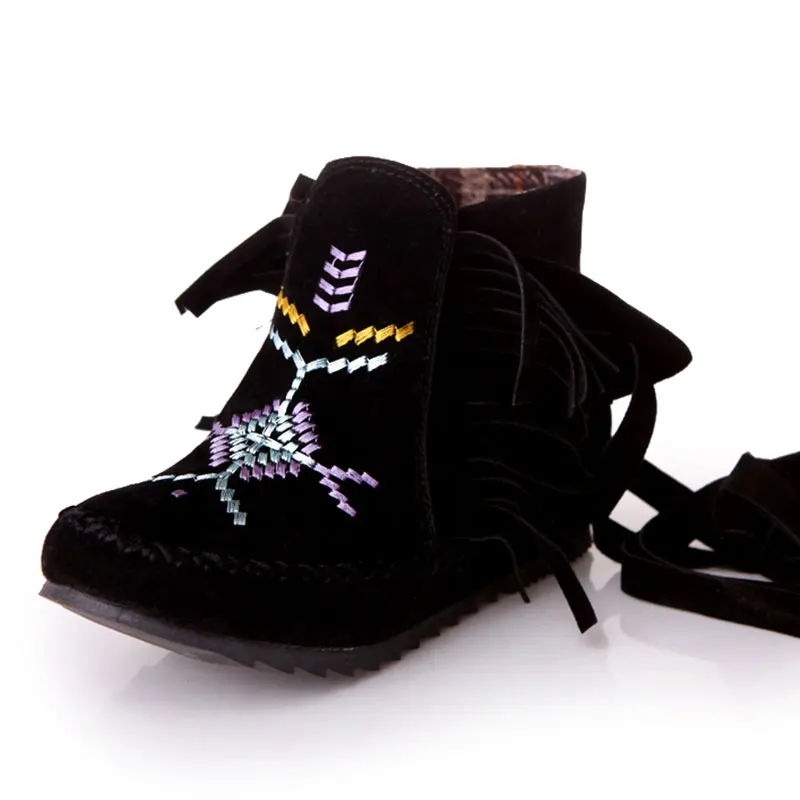 Lsewilly/ботинки модные женские ботильоны повседневная женская обувь на плоской подошве модные милые однотонные полусапожки из флока размера плюс 34-43 AA559 - Цвет: Черный