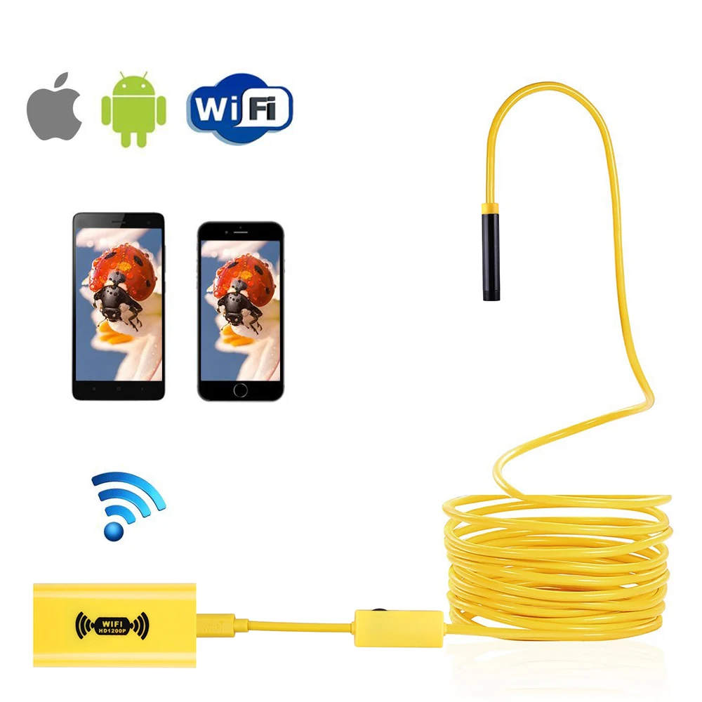 

JCWHCAM WIFI Endoscope 1200p HD Waterproof Snake Borescope Camera 2MP Android IOS Wirless Endoscopy Rigid 2M 5M 7M 10M