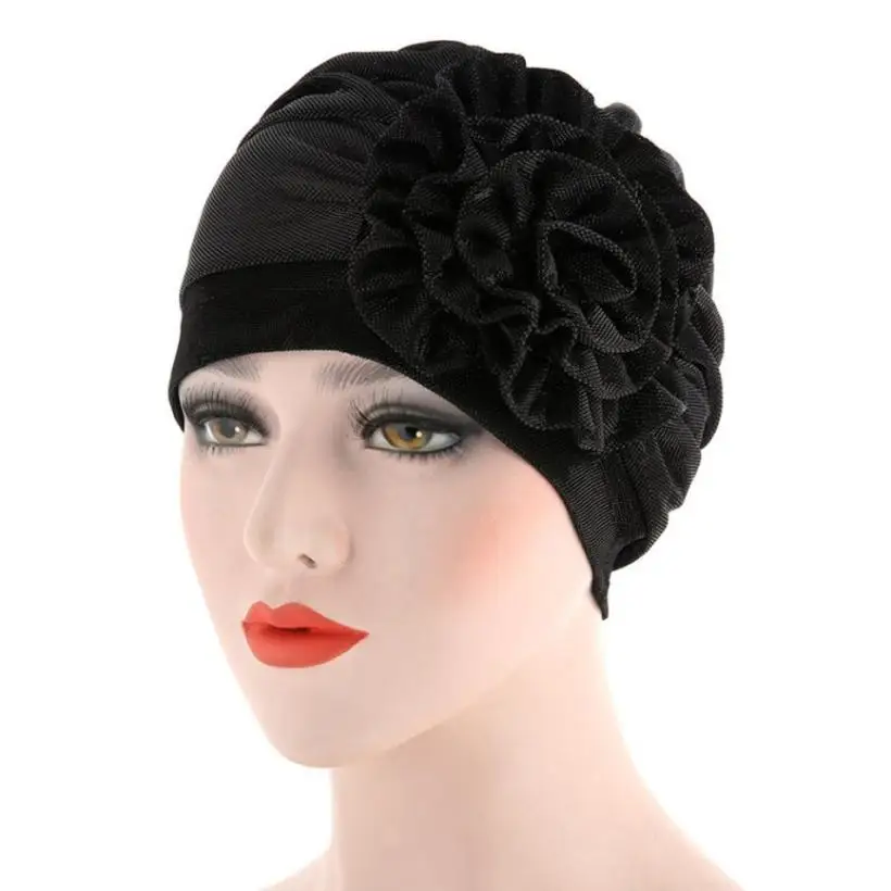 

Women Beanies Female Hats Scarf Cancer Hat Bonnet Chimio Coton Turban Muslim Ruffle Flower Skullies Applique #800