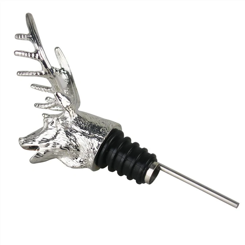 Metal Wine Pourer Deer Stag Head Wine Pourer Bottle Stopper Unique Zinc Alloy Wine Aerators Server Barware Party Bar Accessories (5)