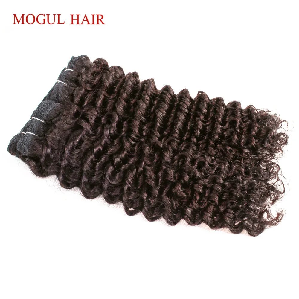 MOGUL волосы темно-коричневого цвета 2 перуанские глубокие пучки волнистых волос с закрытием средняя часть не Реми человеческие волосы переплетения