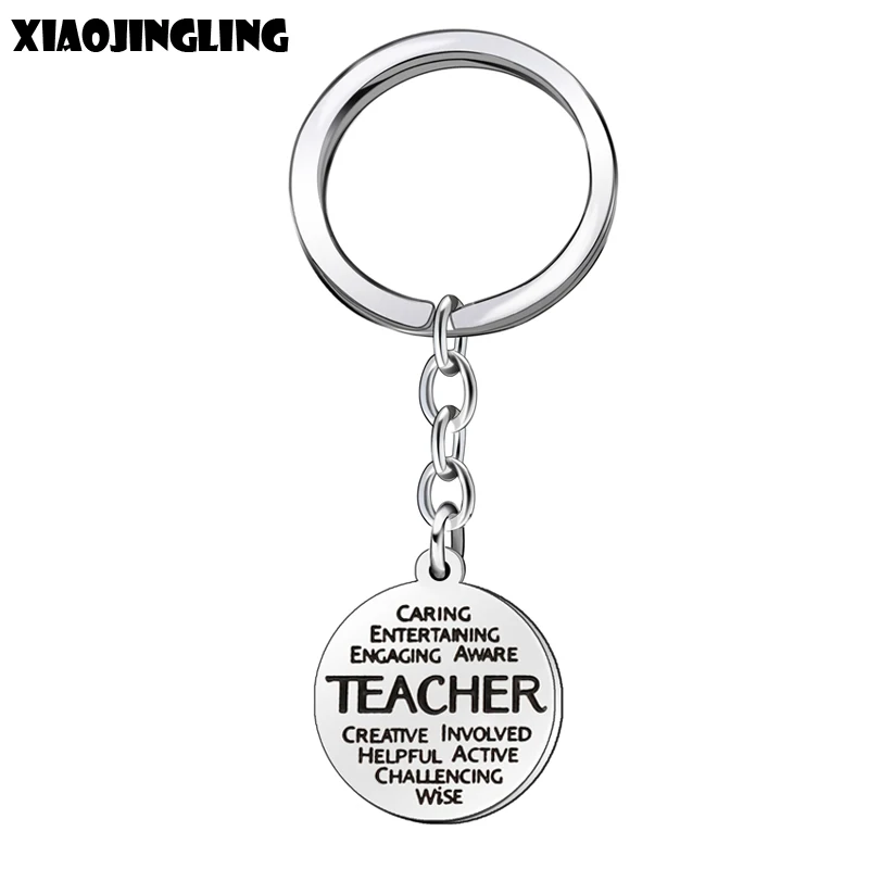 

XIAOJINGLING 2018 Keychain Teacher Gift Silver Key Chain Women Men Teacher Graduation Season Teacher's Day Key rings Jewelry