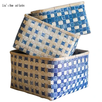 

stackable 3 pieces hand made antique bamboo basket set