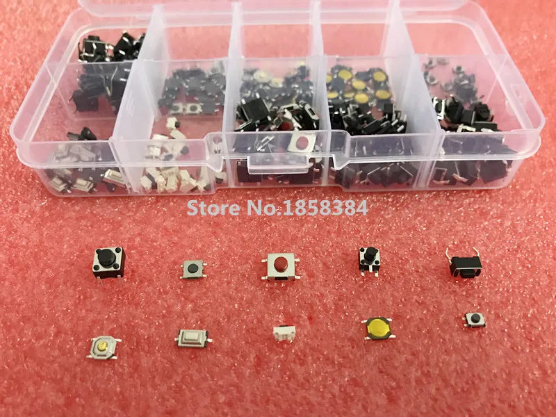 

150PCS 10Models Car Remote Control Tablet Micro Switch Key Touch Tactile Push Button Component Package 4*4 3*6 3*4 6*6
