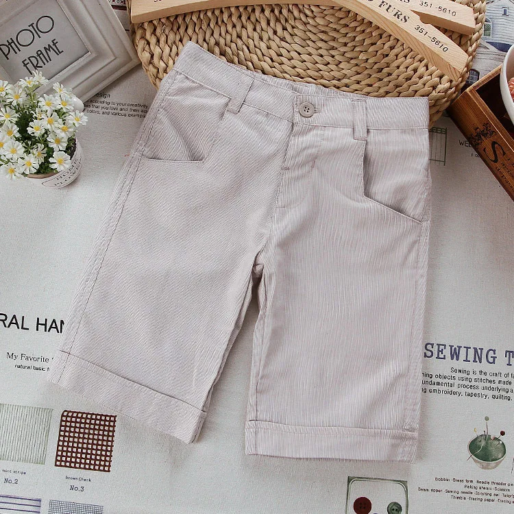 

Baby solid shorts adjustable waist with linen blended fabric B type