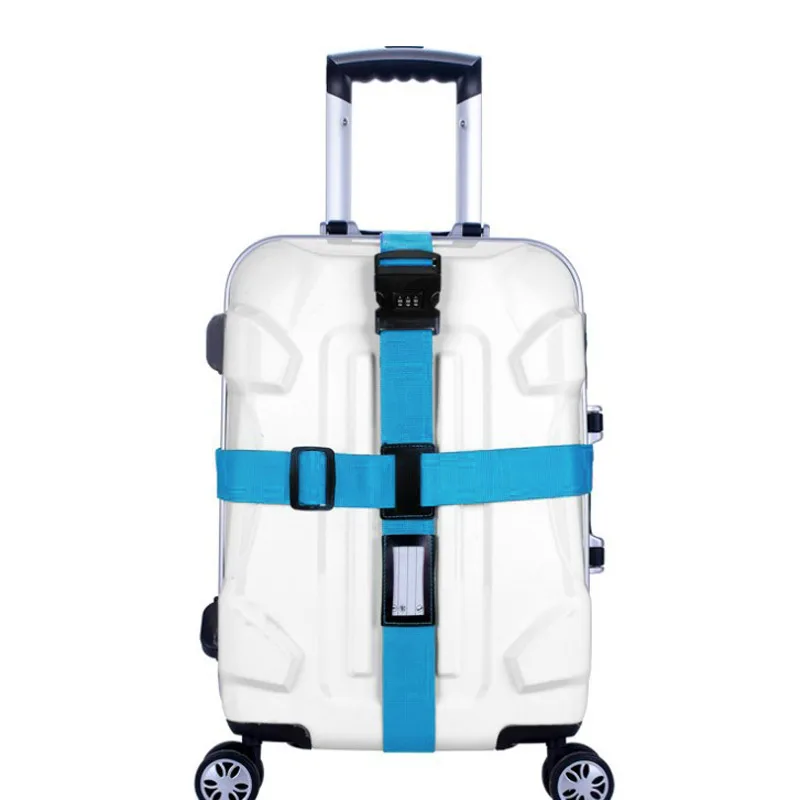 Luggage Strap Cross Belt Packing Adjustable Travel Suitcase Nylon 3 Digits Password Lock Buckle Strap Baggage Belts LXX9