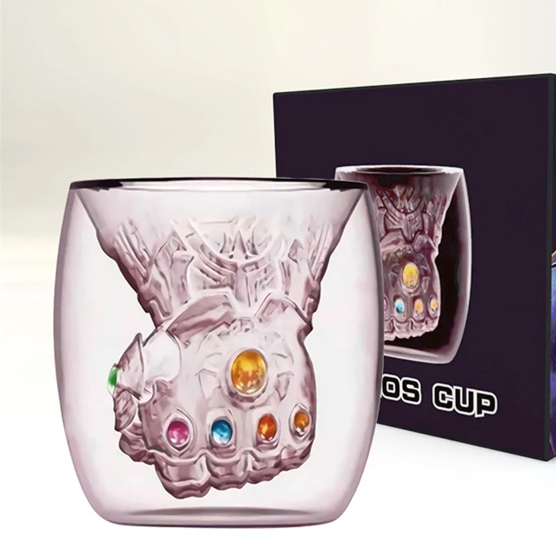 Стеклянная чашка с двойными стенками Thanos Infinity Gauntlet креативная стеклянная для