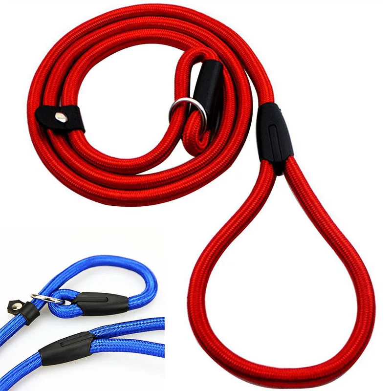 

SYDZSW Pet Slip Lead Chain Nylon Dog Rope Training Collar Leash Dog Whisperer Cesar Blue Red Black 0.8*120cm 1.0*120cm