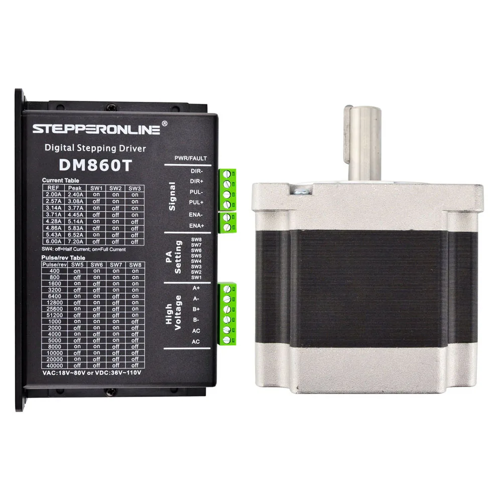 

1 Axis Nema 34 Kit Stepper Kit CNC 4.5Nm(637oz.in) Nema 34 Stepper Motor 1.8 deg 4.5Nm(637oz.in) 5.5A & Driver Keyway Shaft