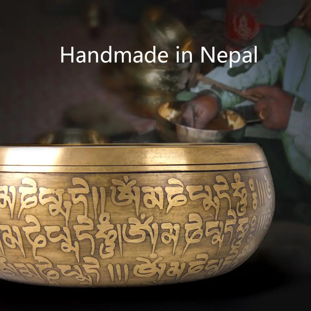 Himalaya тибетская Поющая чаша из непальской специальной латуни 5 дюймов для медитационная Йога Расслабление с подушкой молоток сумка для переноски аклот
