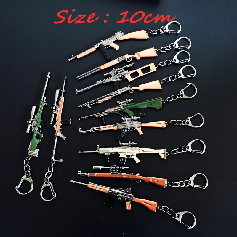 

Game PUBG Weapon Gun Model Keychain 98K AWM VSS Key Holder Alloy Key Chain Cosplay Jewelry Size 10cm