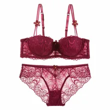 Ультра-тонкий кружевной бюстгальтер, на бретельках, сексуальный, для девушек, прозрачный, искушение, 1/2, получашечки, нижнее белье, набор с бюстгальтером больших размеров