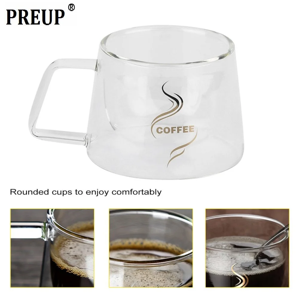 200ML Double Layer Glass Coffee Mug Cup Borosilicate Glass Water Bottle