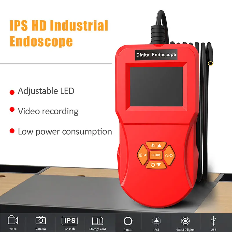 

Visual Endoscope Handheld Endoscope Waterproof Microscope 0.3 mp ABS Ear Spoon Borescope Inspection 2.4 Inch 8mm Real-Time Video