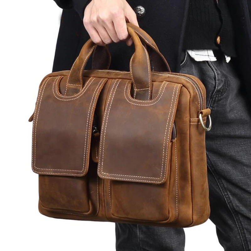 Men Bag Top 100% Genuine Leather Men Shoulder Bag Male Crossbody Messenger Bags Vintage Laptop Business Briefcases Handbags Tote Men Bag Top 100% Genuine Leather Men Shoulder Bag Male Crossbody Messenger Bags Vintage Laptop Business Briefcases Handbags Tote