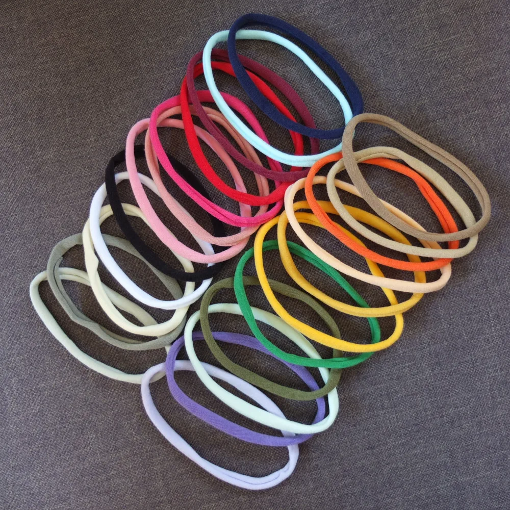 10 Pcs Soft Thin Super Stretchy Nylon Headbands Hair Bands Skinny