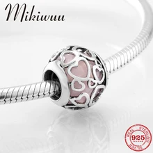 925 пробы серебряные подвески вырез в форме сердца розовый DIY ювелирных украшений стеклянные бусины, украшения ювелирных изделий Fit браслет подвес Пандора