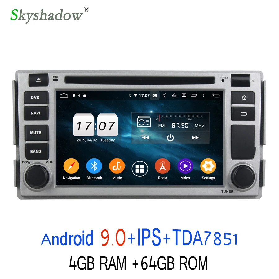 Top TDA7851 Android 9.0 For Hyundai SANTA FE 2006- 2012 Octa Core 4GB +64GB Car DVD Player GPS Glonass Map RDS Radio wifi Bluetooth 3