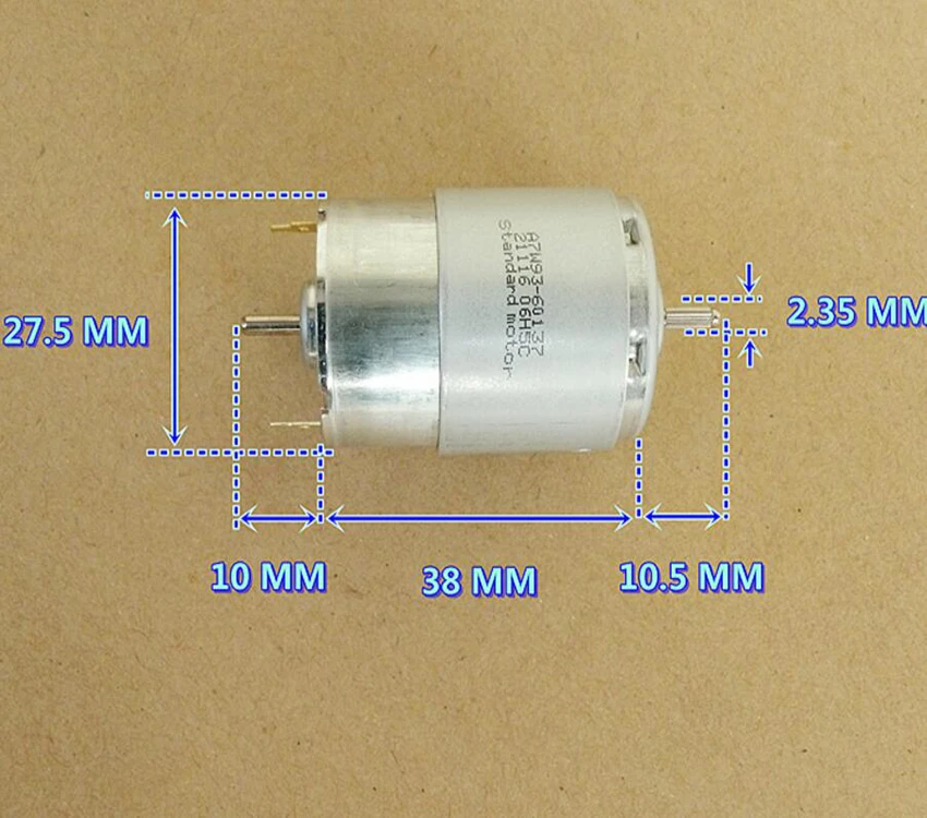 Фирменная Новинка Высокое качество 385 двигатель постоянного тока 27,5*38 мм 12V 24V Высокая скорость двойной выходной вал