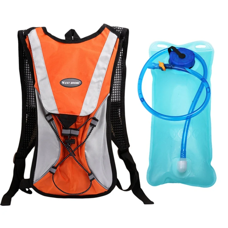 Orange and Water Bag WEST BIKING Велоспорт рюкзак с 2L гидратации мочевого пузыря воды сумка рюкзак Открытый путешествия Пеший Туризм Кемпинг нейлоновая сумка для велосипеда сумки - Цвет: Orange and Water Bag