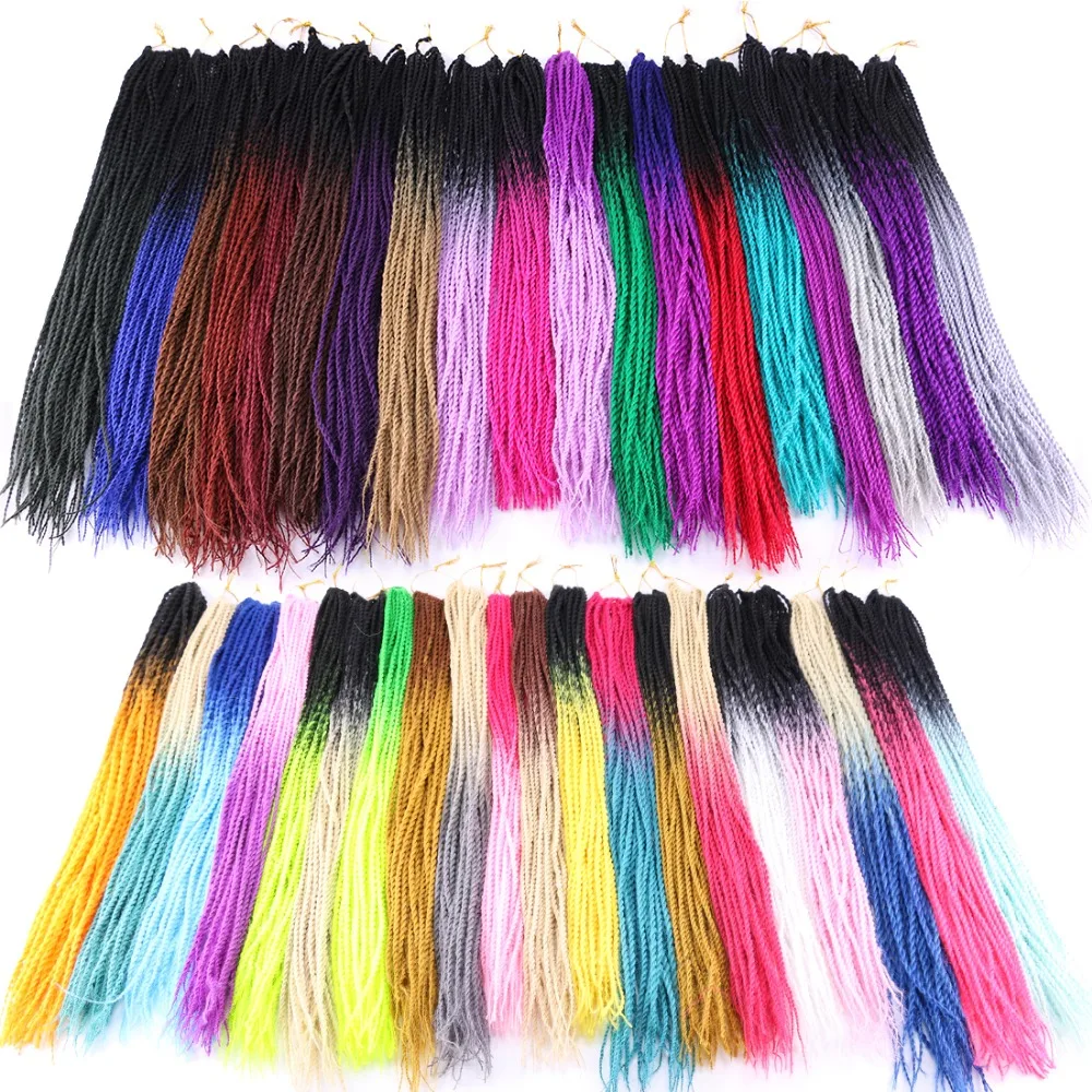 Angie 100 Gram/pack 22 Inch crochet braids Senegalese Twist Hair Braiding 30 Roots/pack Synthetic Ombre color Hair for Women