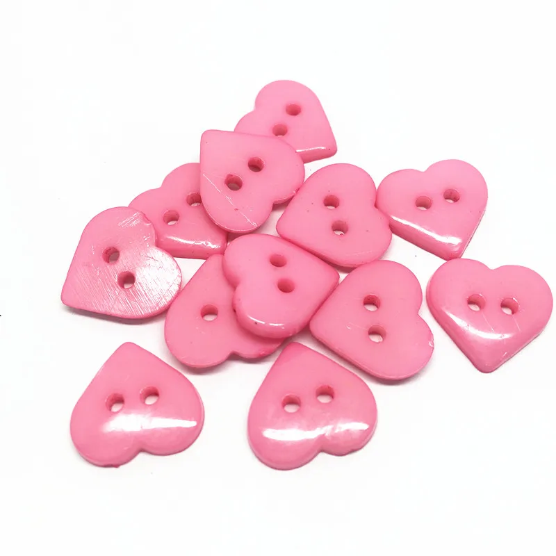 

50pcs 16x17mm Plastic Heart Buttons 2 Holes Sewing Clothing Accessories Button DIY Cardmaking Embellishments Crafts