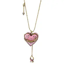 Fashion Women Jewelry Pink Sweet Long Beads Chain Open Heart Pendant Necklace Vintage Arrow Choker Sweater Necklace Gift