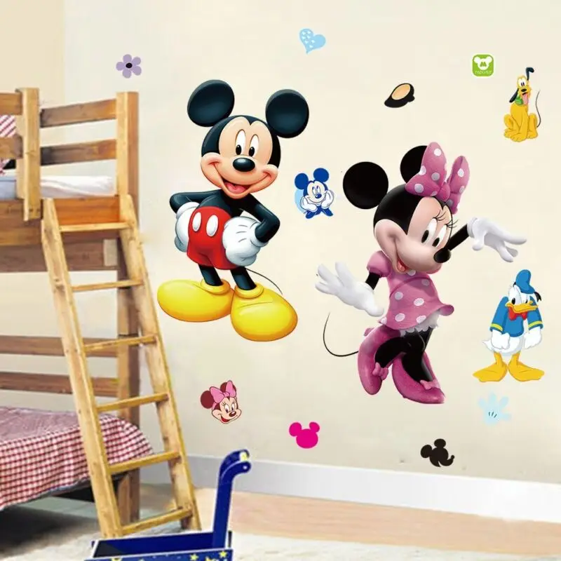 FAROOT Mickey Mouse Minnie Vinyl Mural Wall Sticker Decals Kids Nursery Children Room Decor Cartoon WS