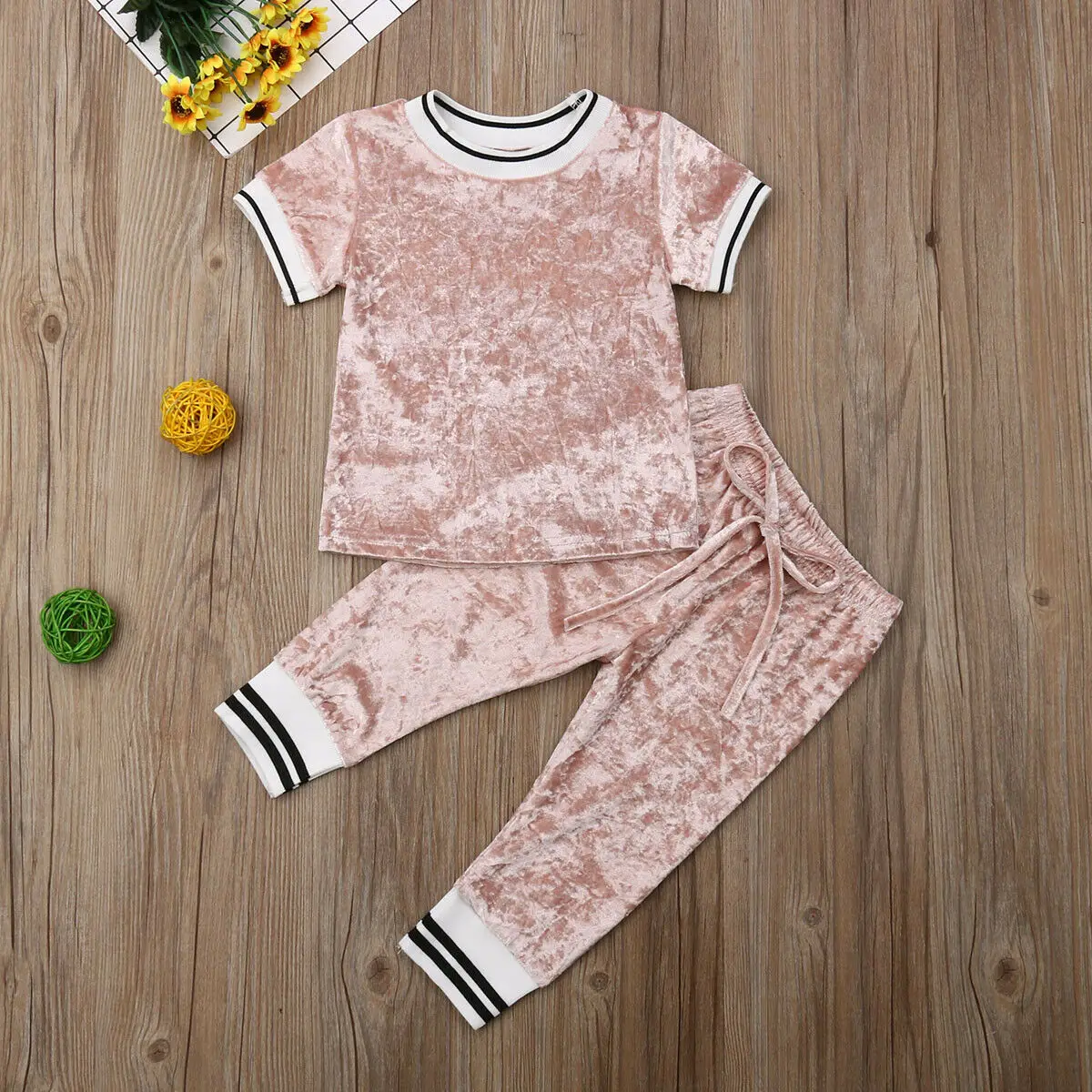 

PUDCOCO 2PCS Kids Baby Girl Tops Tracksuit Stripe T-shirt Pants Bow Band Clothes Sets Support wholesale
